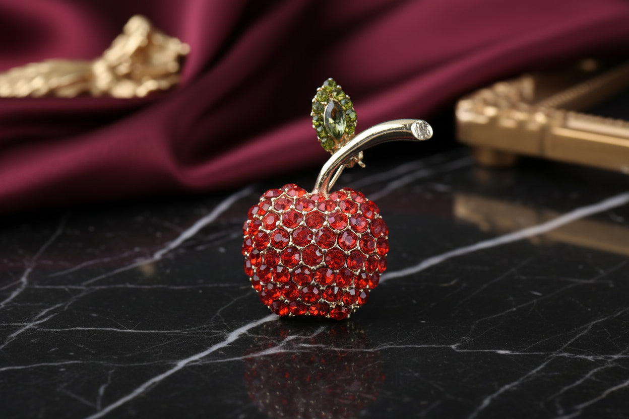 Red Gemstone Cherry Lapel Pin