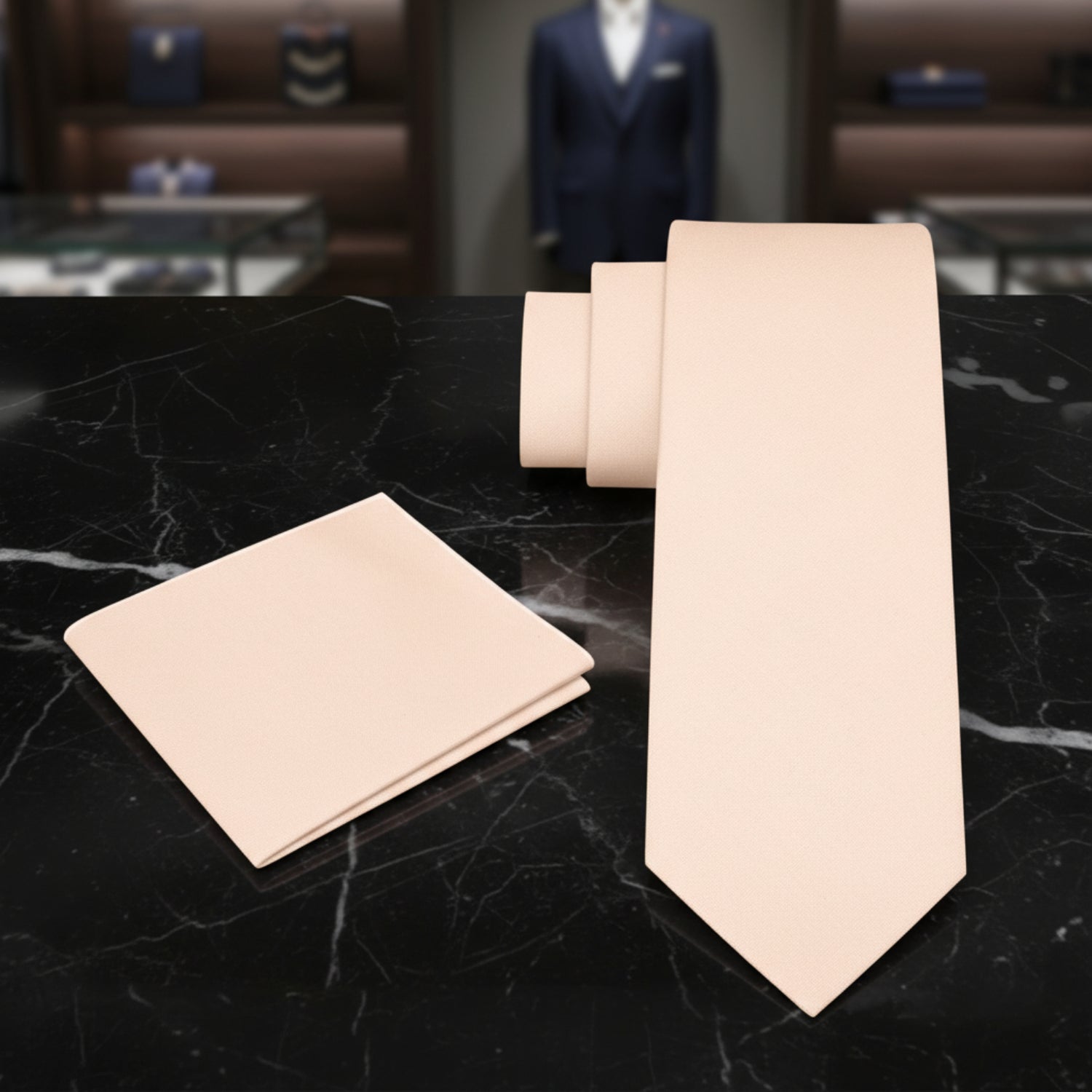 Alt View: Light Beige Linen Tie and Pocket Square