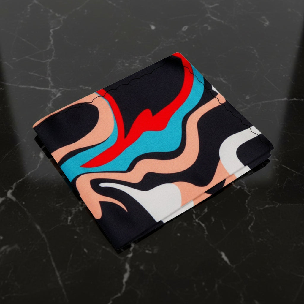 Black, Red, Purple, Green, Blue abstract pocket square