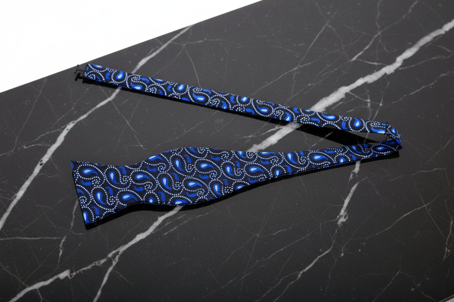 Blue Paisley Self Tie Bow Tie