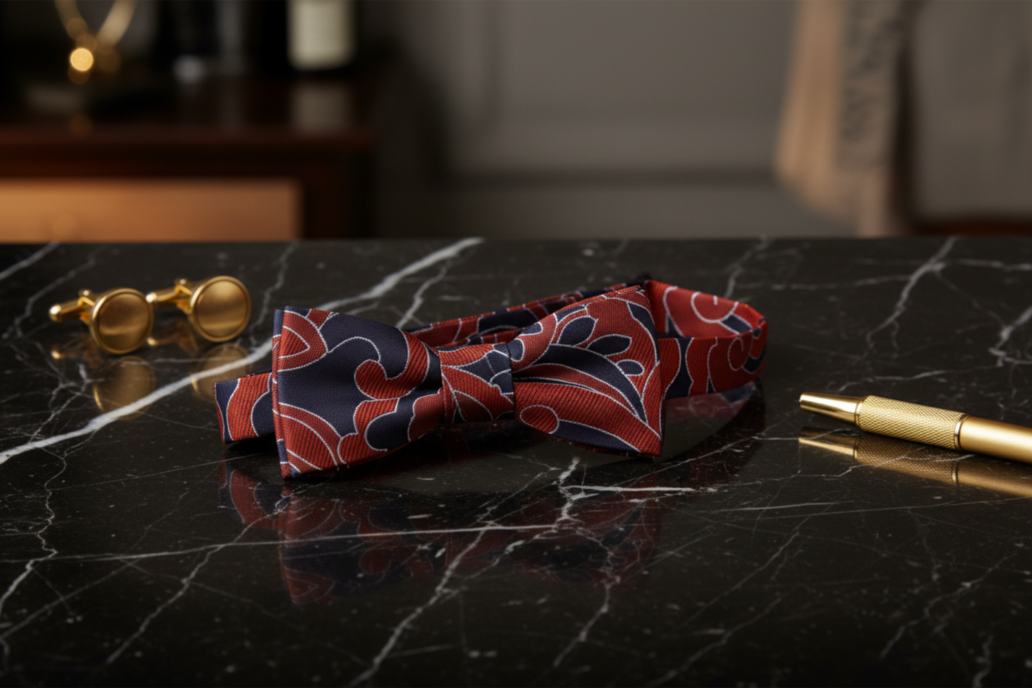 Black, Brown Abstract Self Tie Bow Tie 