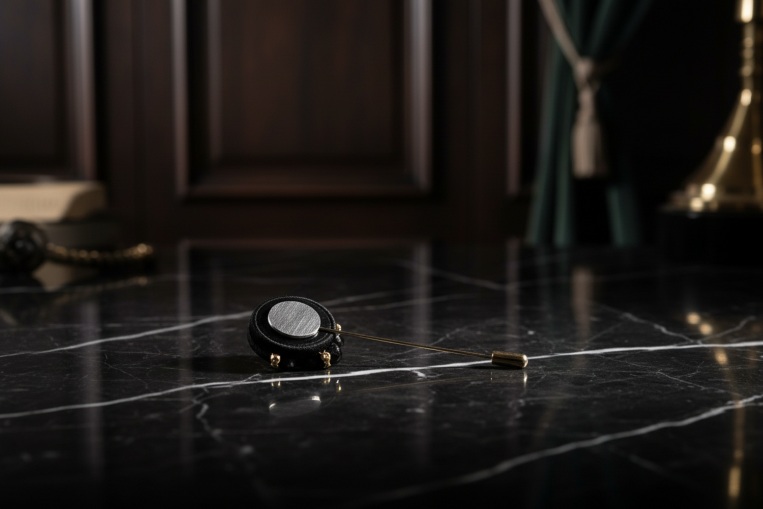 Back Of Black and Clear Stone Lapel Pin