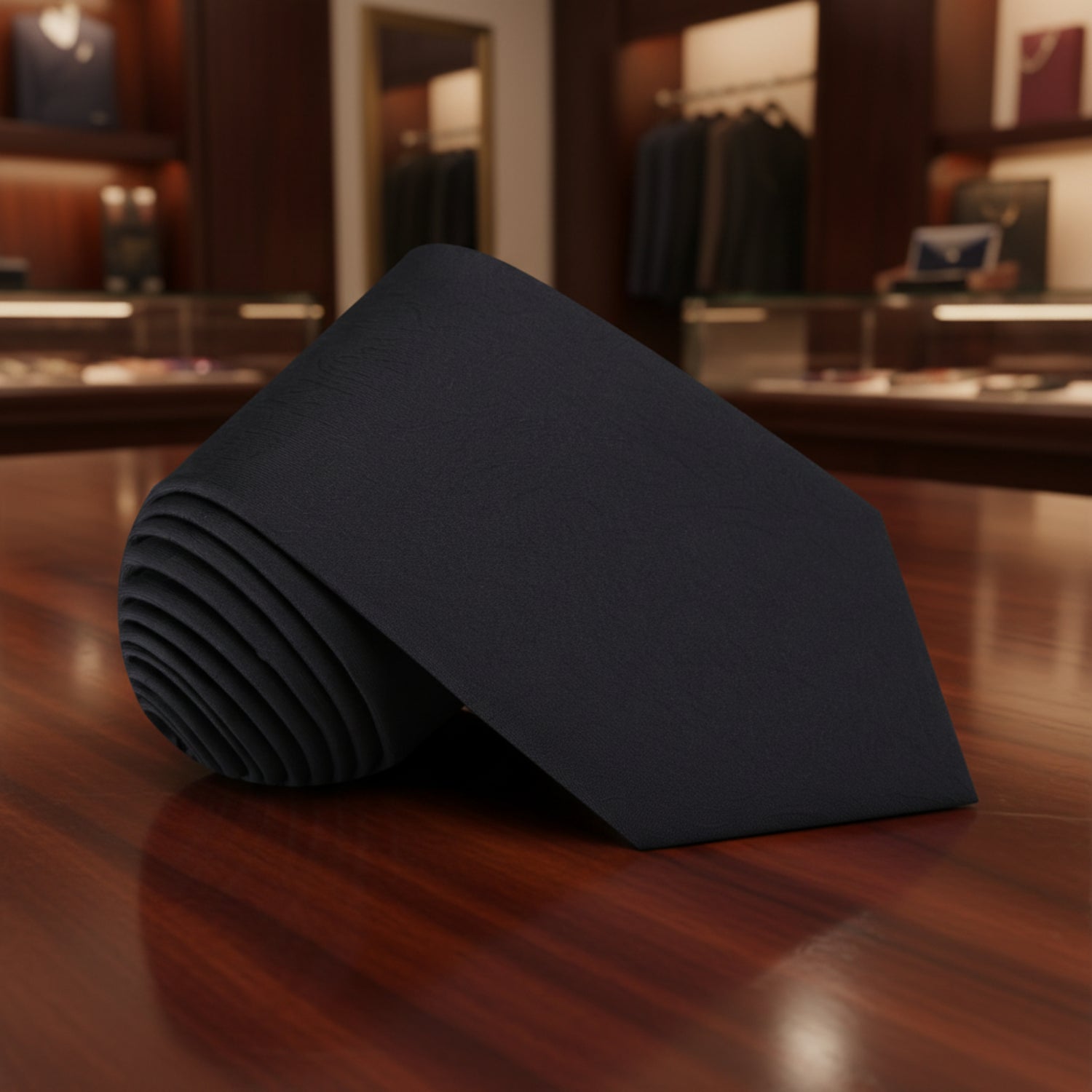 Midnight Black Solid with Abstract Lines Necktie 