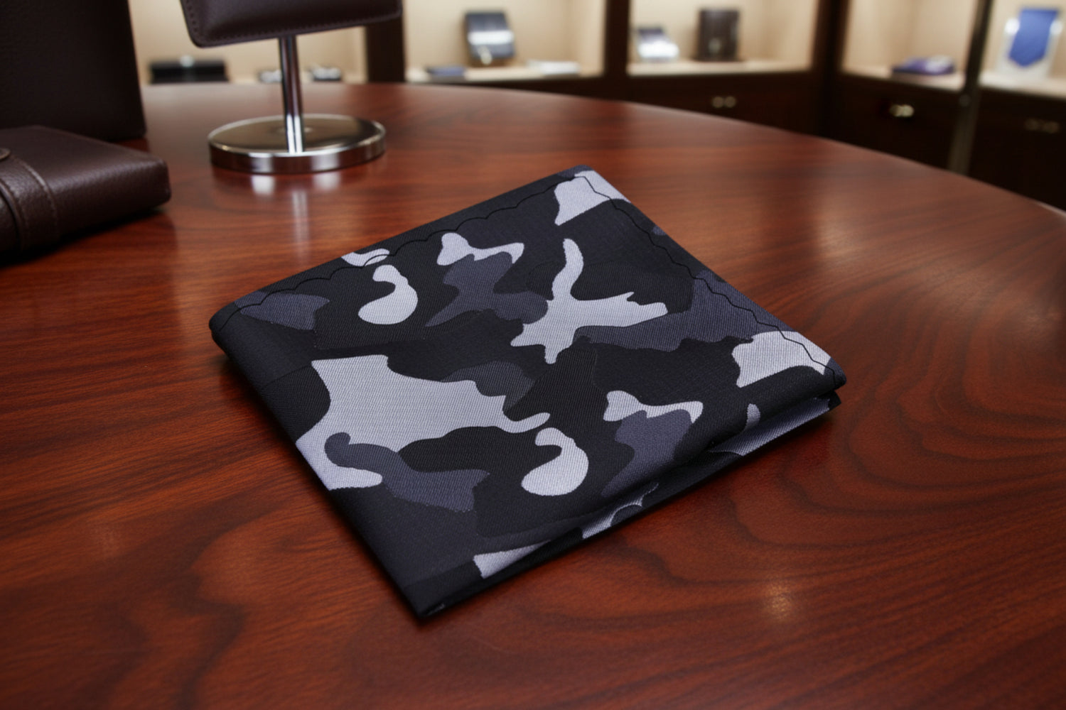 Back Grey Fleck Camouflage Pocket Square
