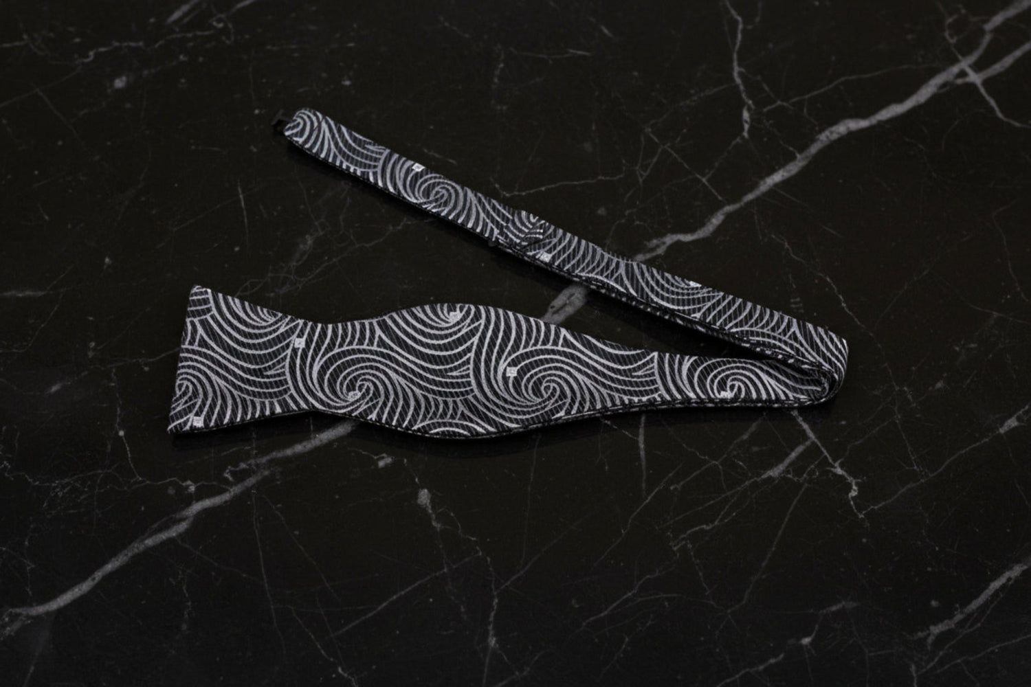 A Dark Grey Abstract Swirls Self Tie Bow Tie 2
