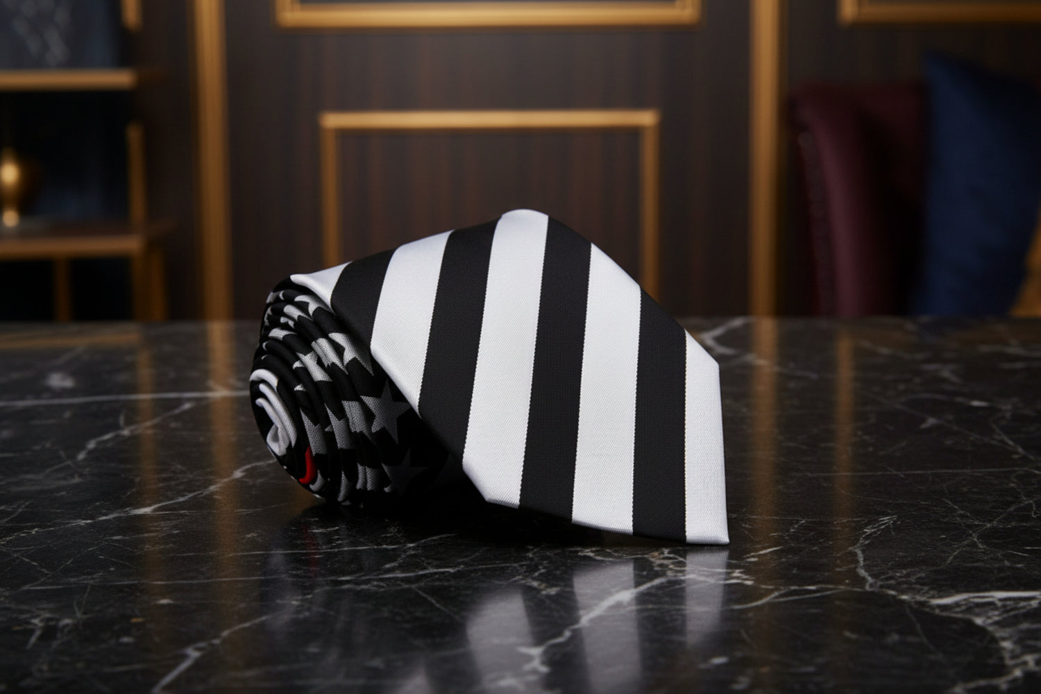 Red black stars and stripes tie  