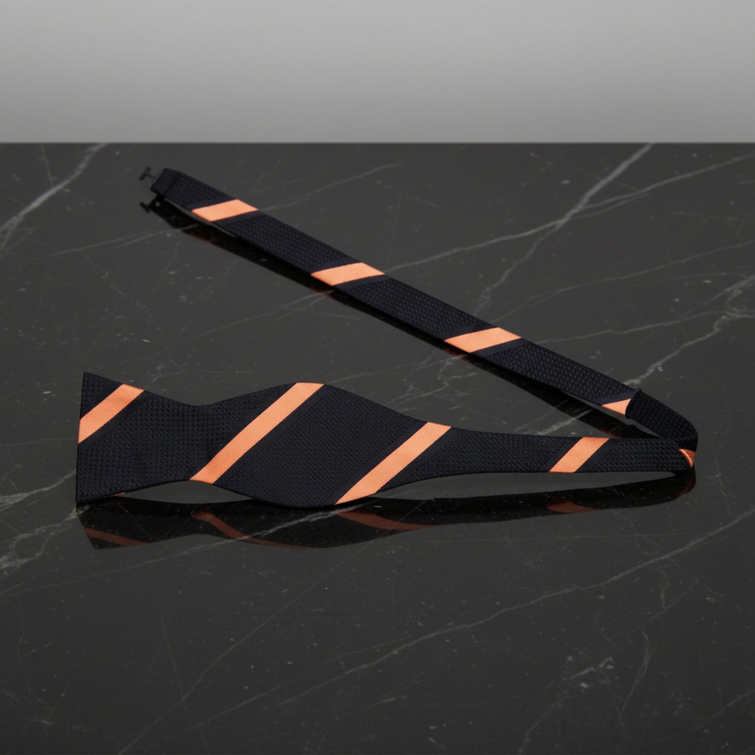 Black, Orange Stripe Bow Tie Untied