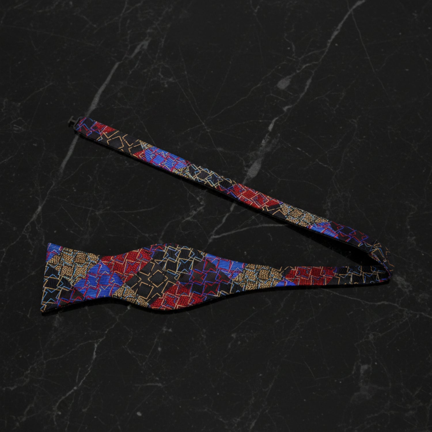 Black, Red and Yellow Abstract Shapes Self Tie Bow Tie