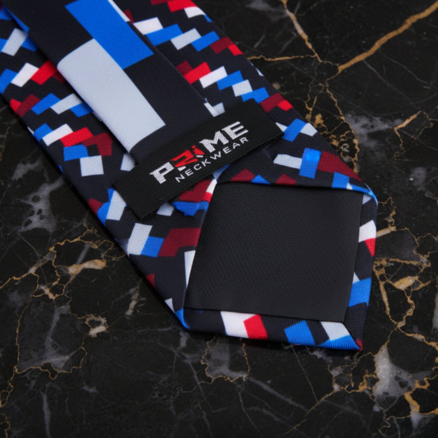 Black Red White Blue Abstract Tie
