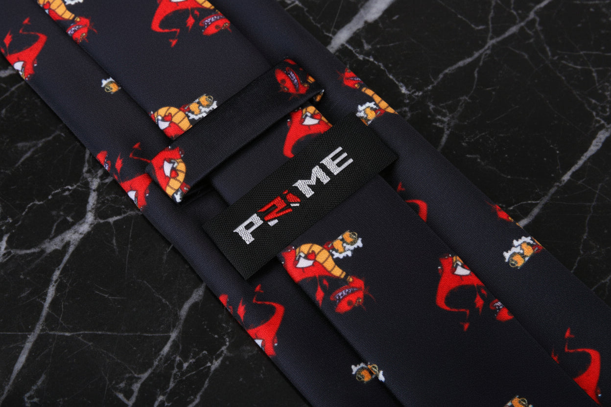 Tie Keep: Black, Red and Orange Dragon Butler Necktie 