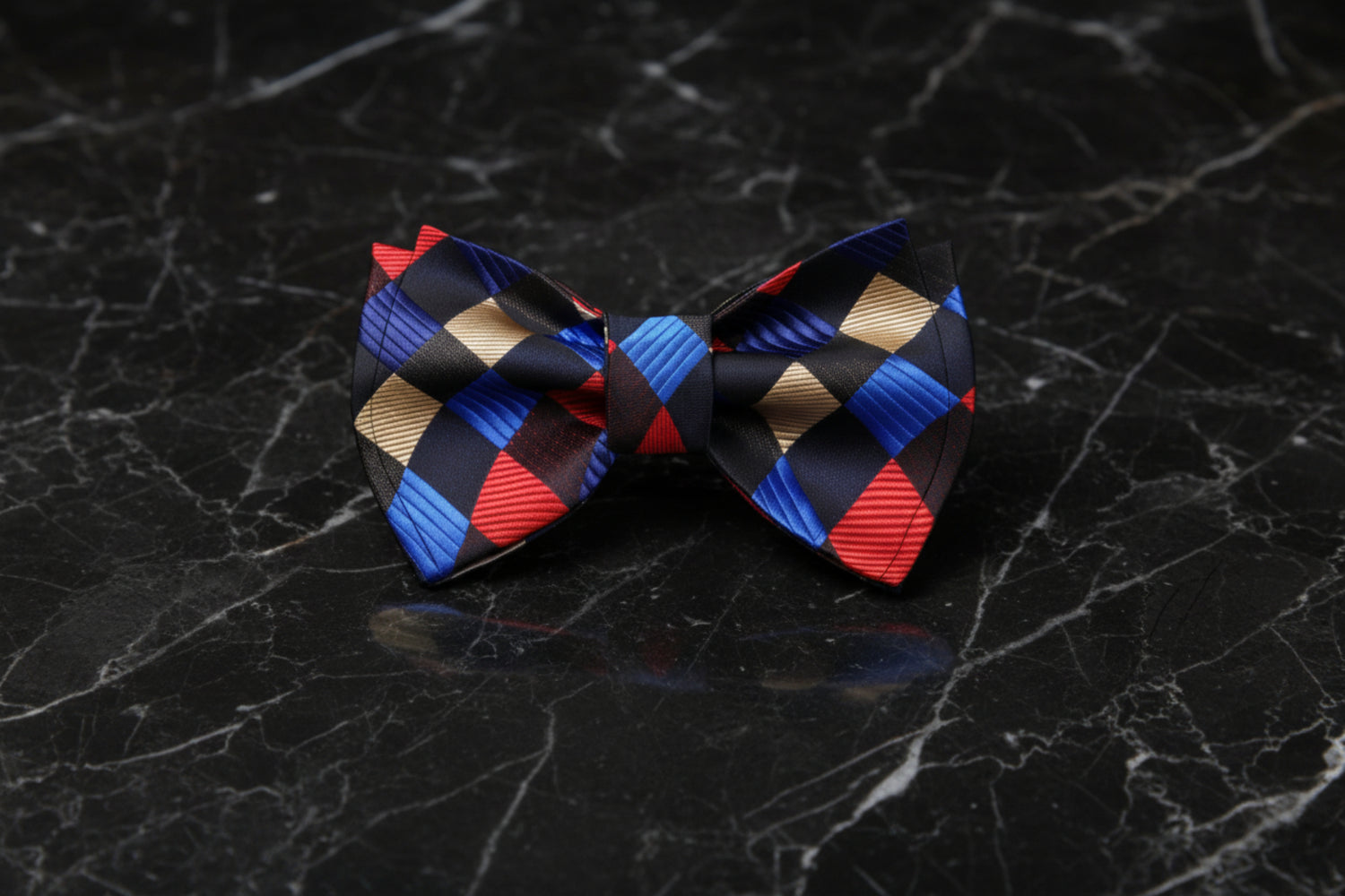 Black, Blue, Yellow and Red Geometric Bow Tie 