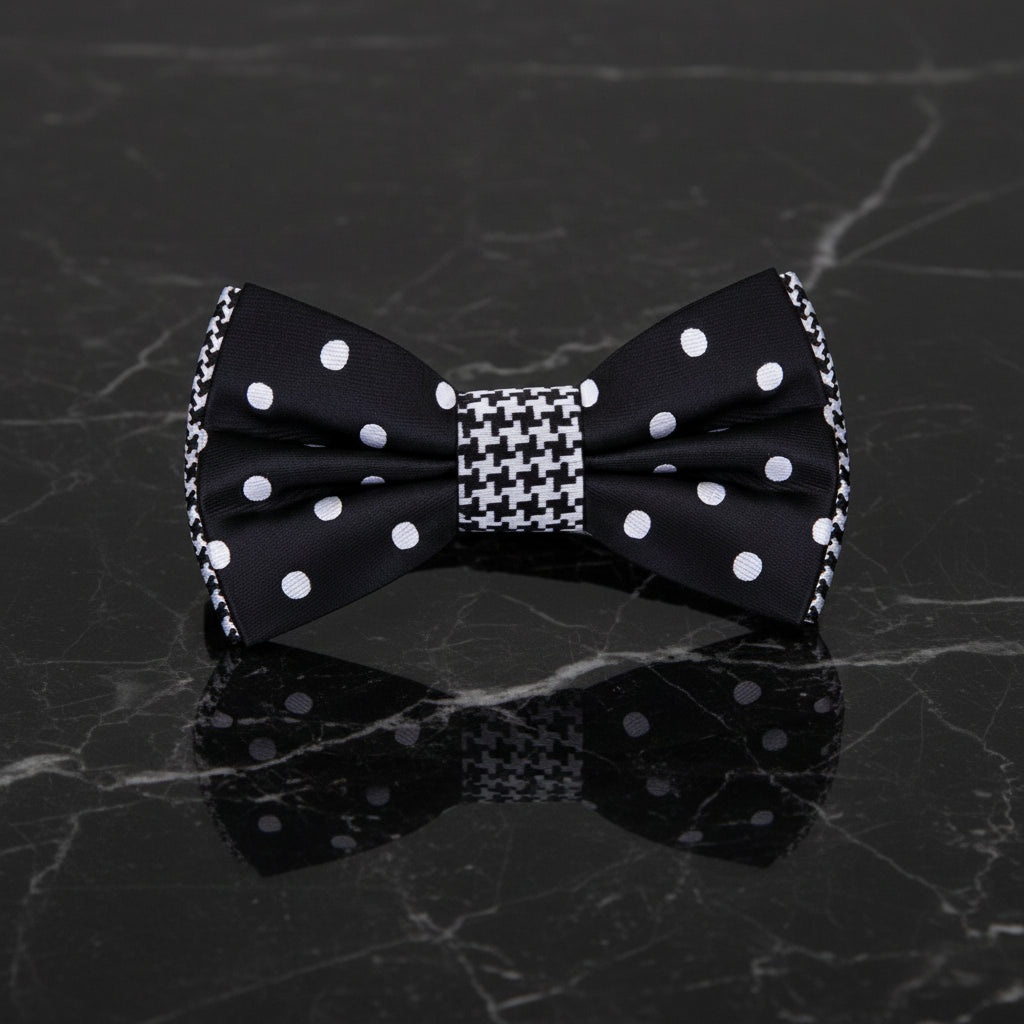 Black, Light Grey Dots Bow Tie