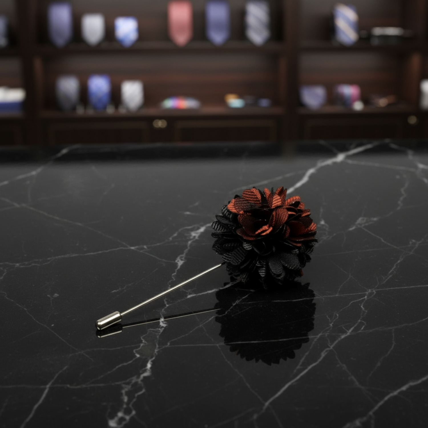 Black/Brown Blossom Lapel Pin
