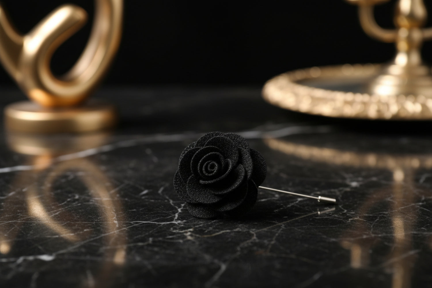 A Black Colored Lapel Flower