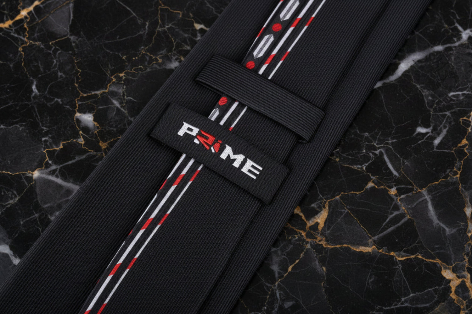 Black, Red Lined Tie Keep