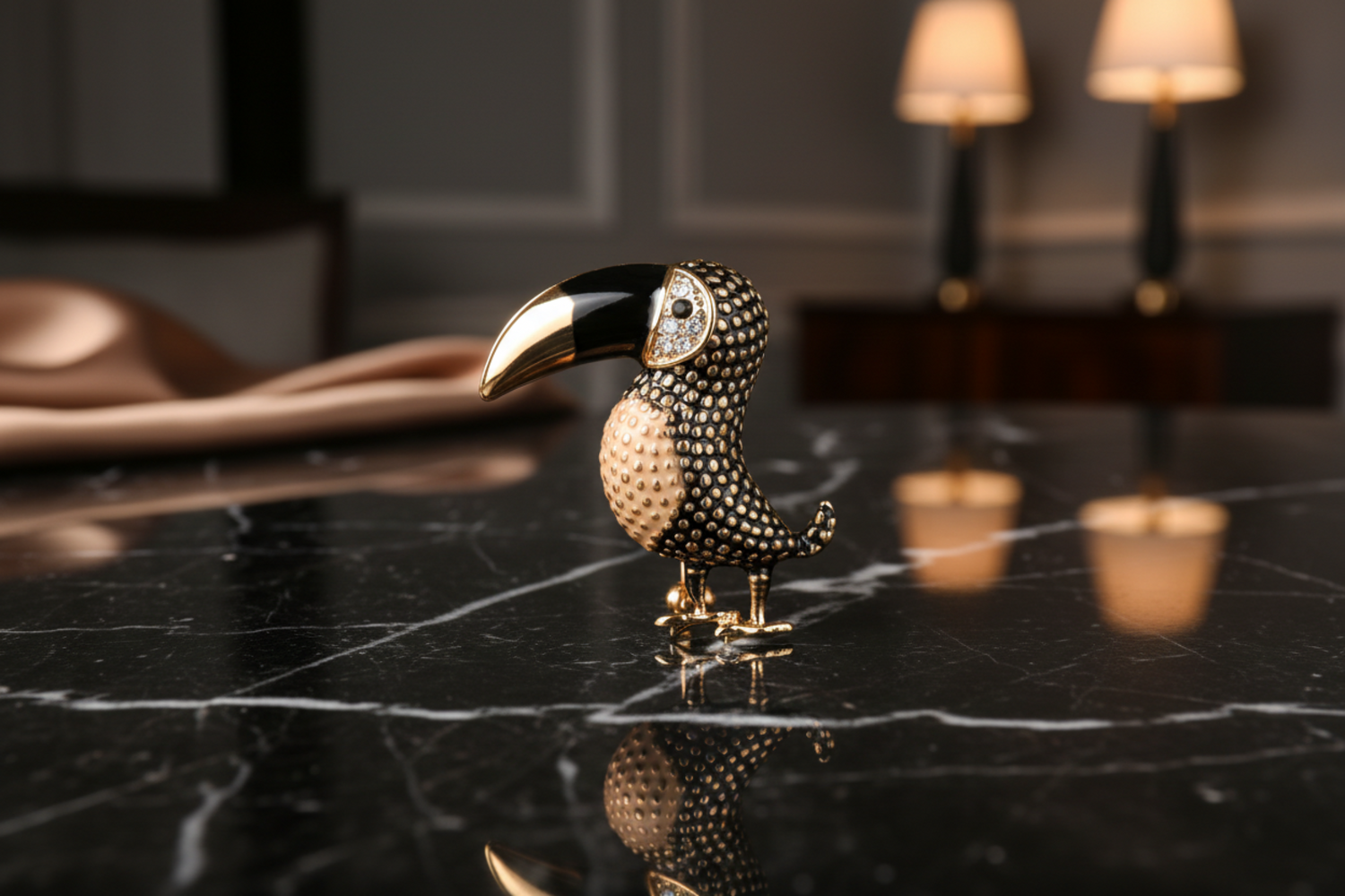 Black Gold Toucan Lapel Pin