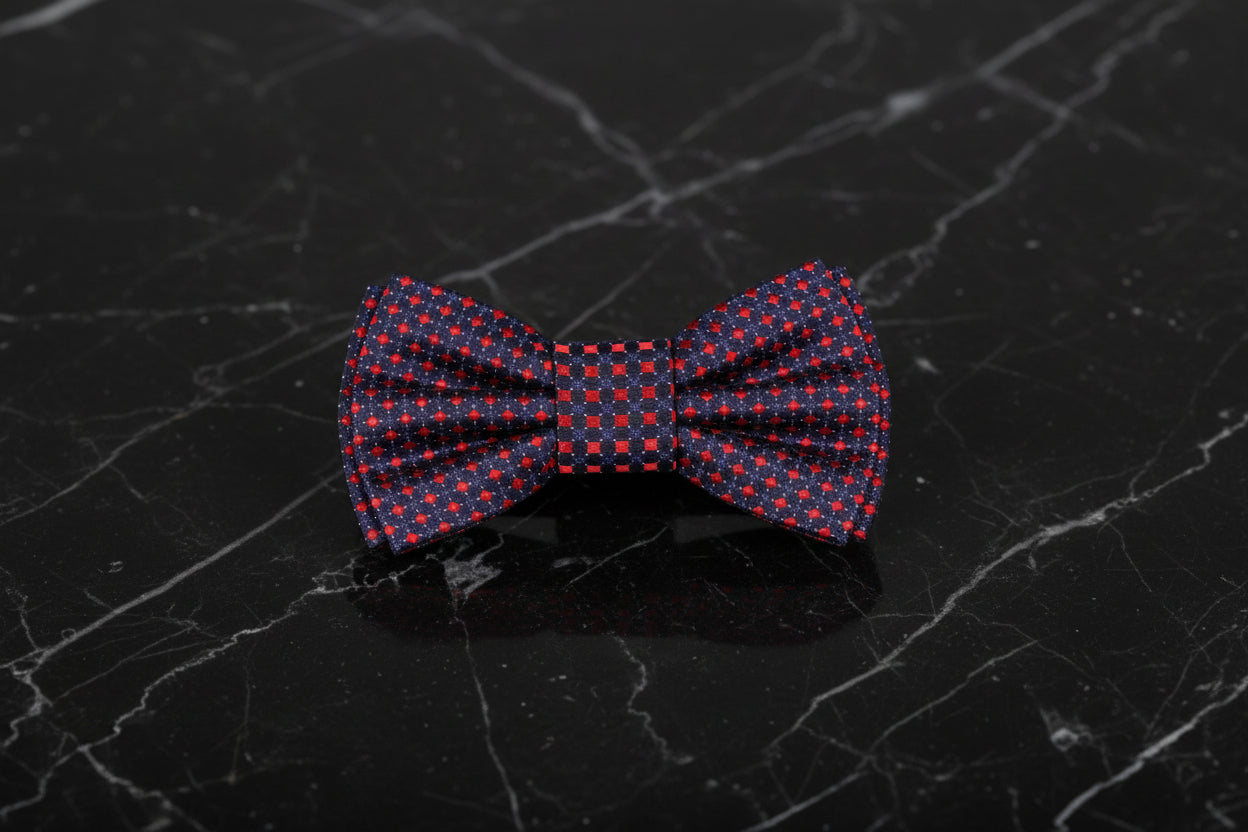 Black, Red, Purple Check Bow Tie