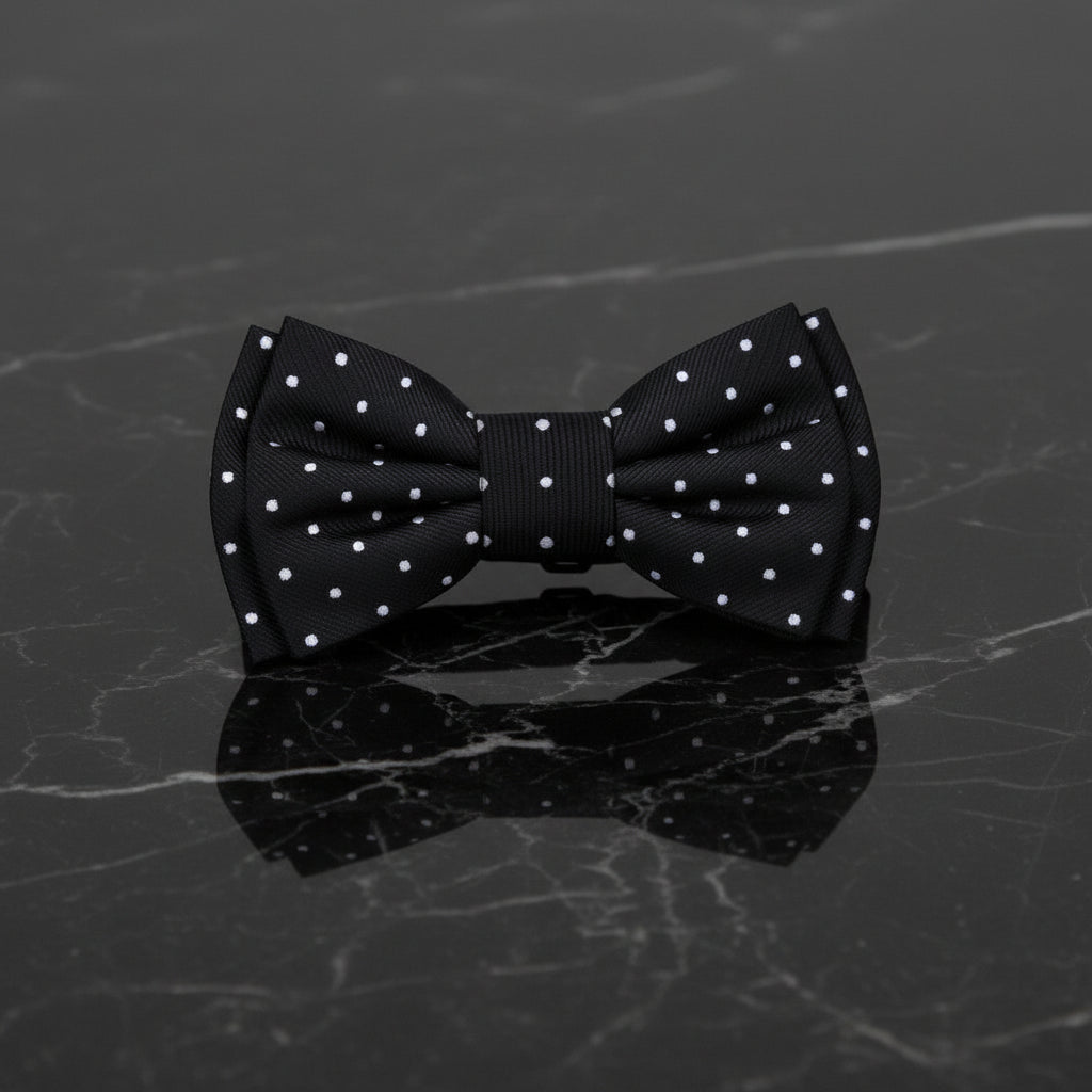 Black with Small White Dots Bow Tie 