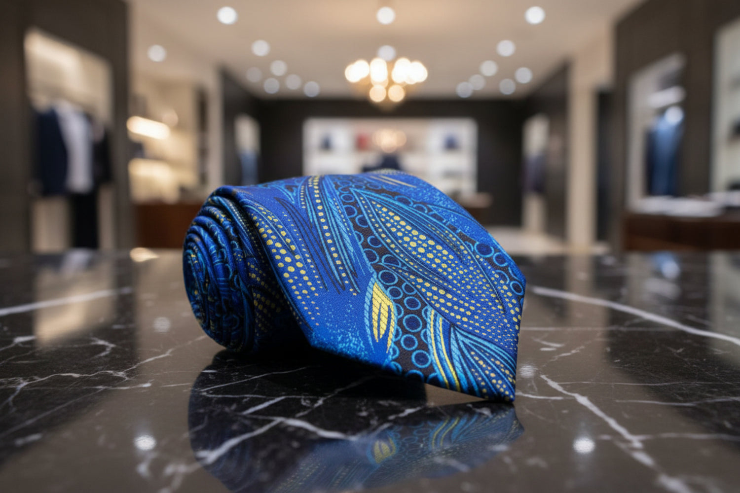 Blue, Yellow Abstract Tie 