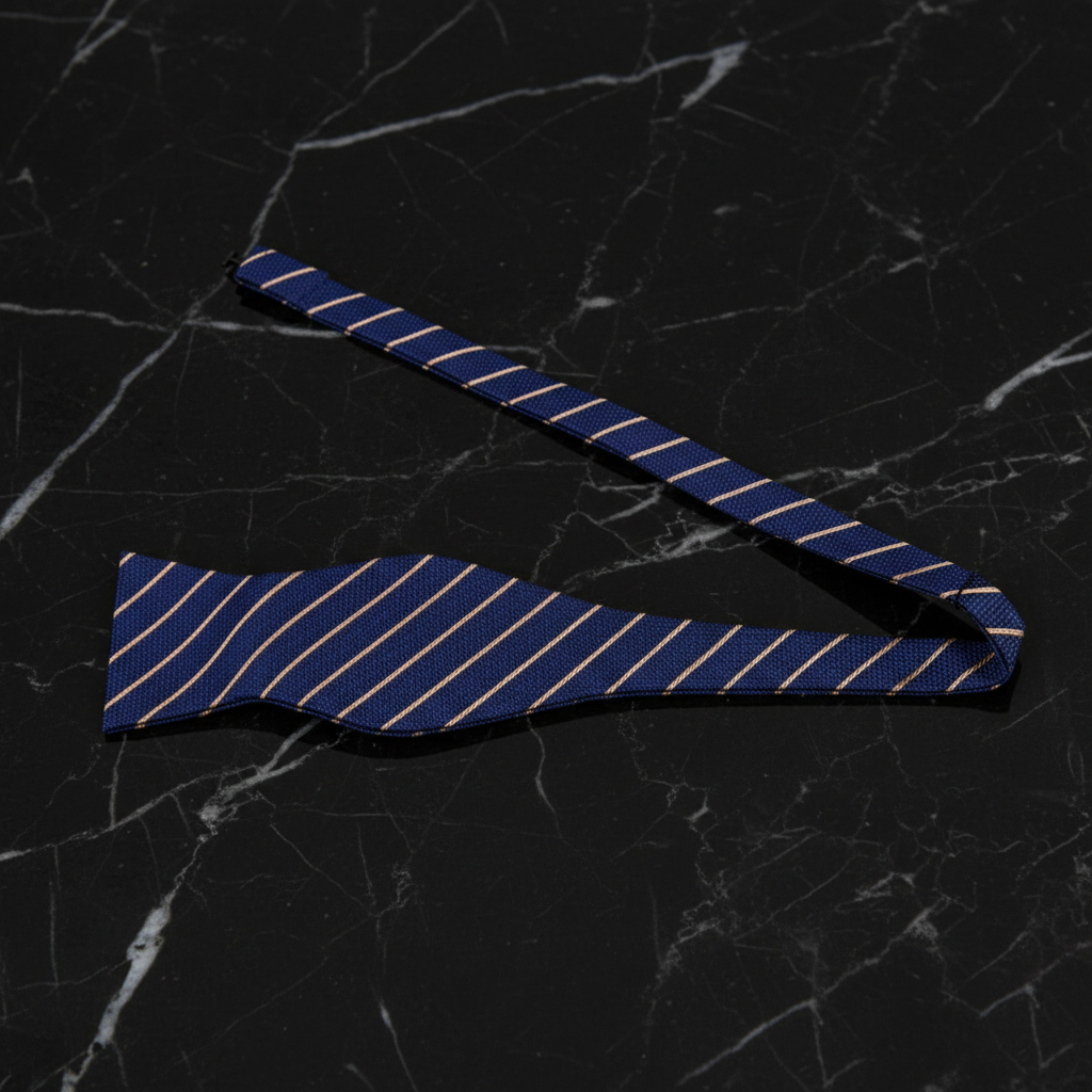 Self Tie: Blue, Brown Stripe Bow Tie 