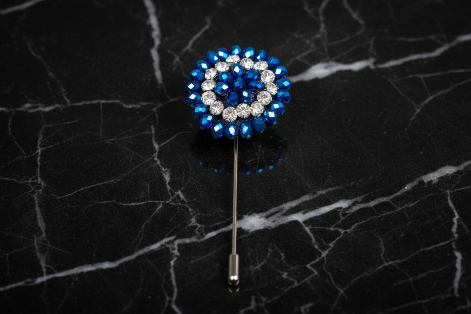 Blue Clear Stone Cushion Lapel Pin