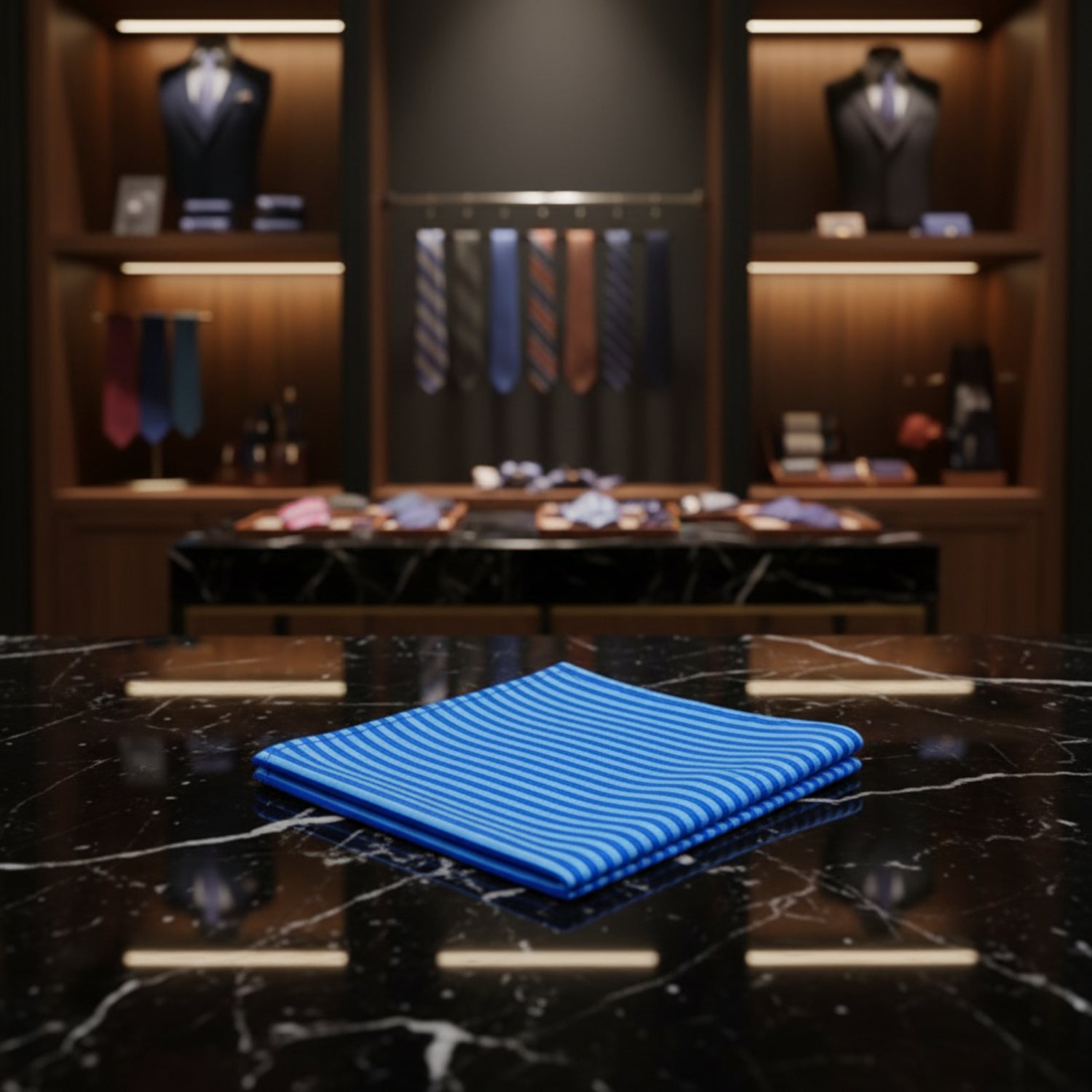 A Blue Pinstripe Pattern Pocket Square