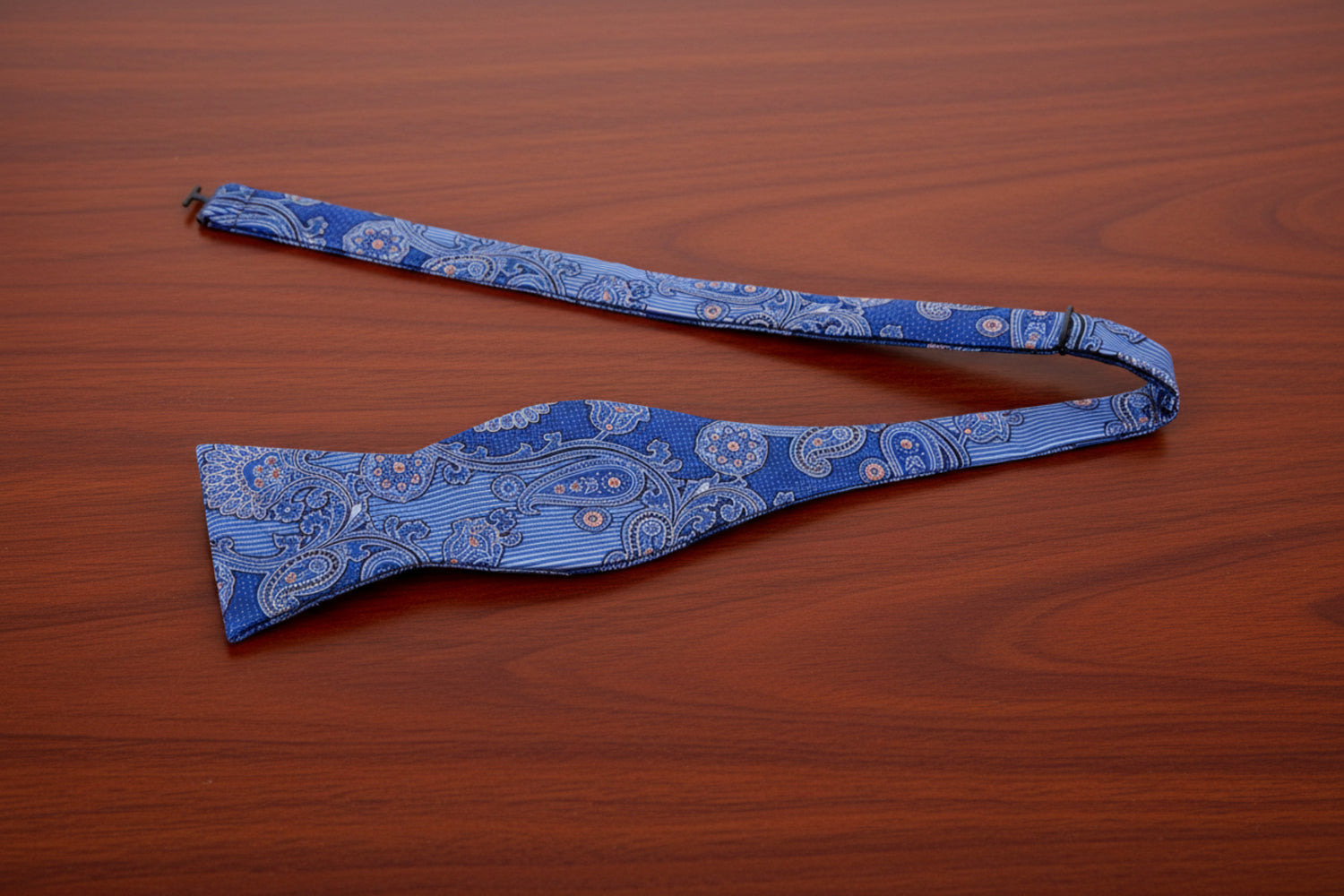 Blue Paisley Bow Tie Untied
