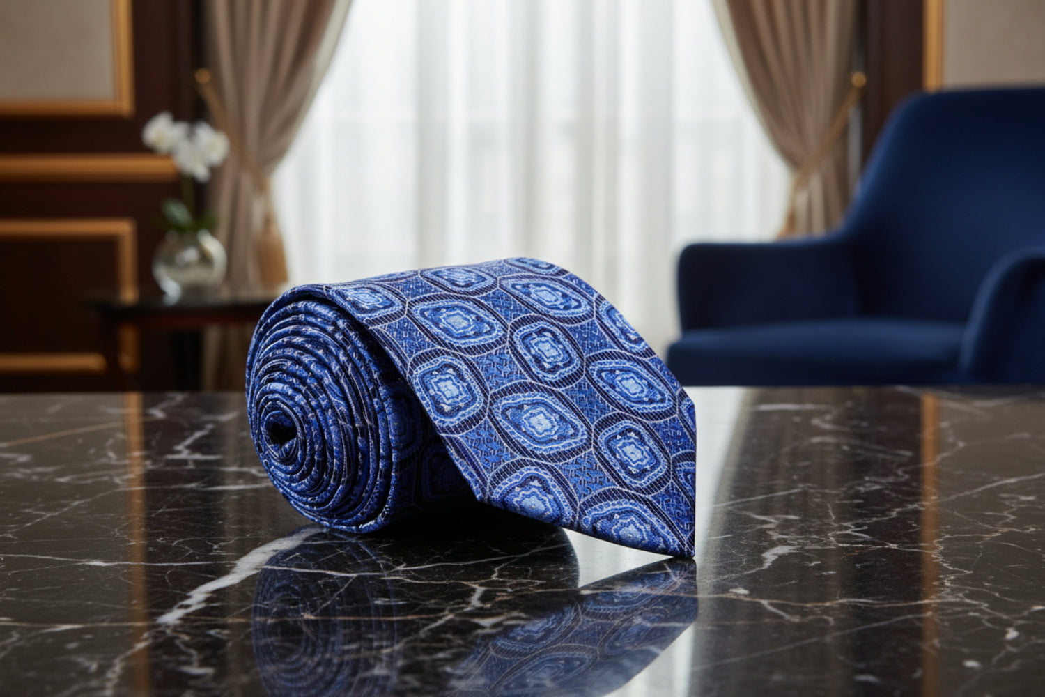 Blue Geometric Tie  