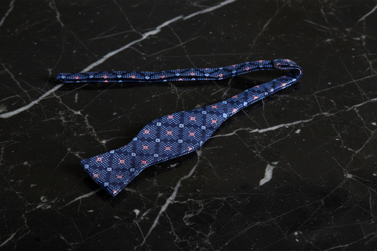 Blue, Peach, Light Blue Self Tie Bow Tie