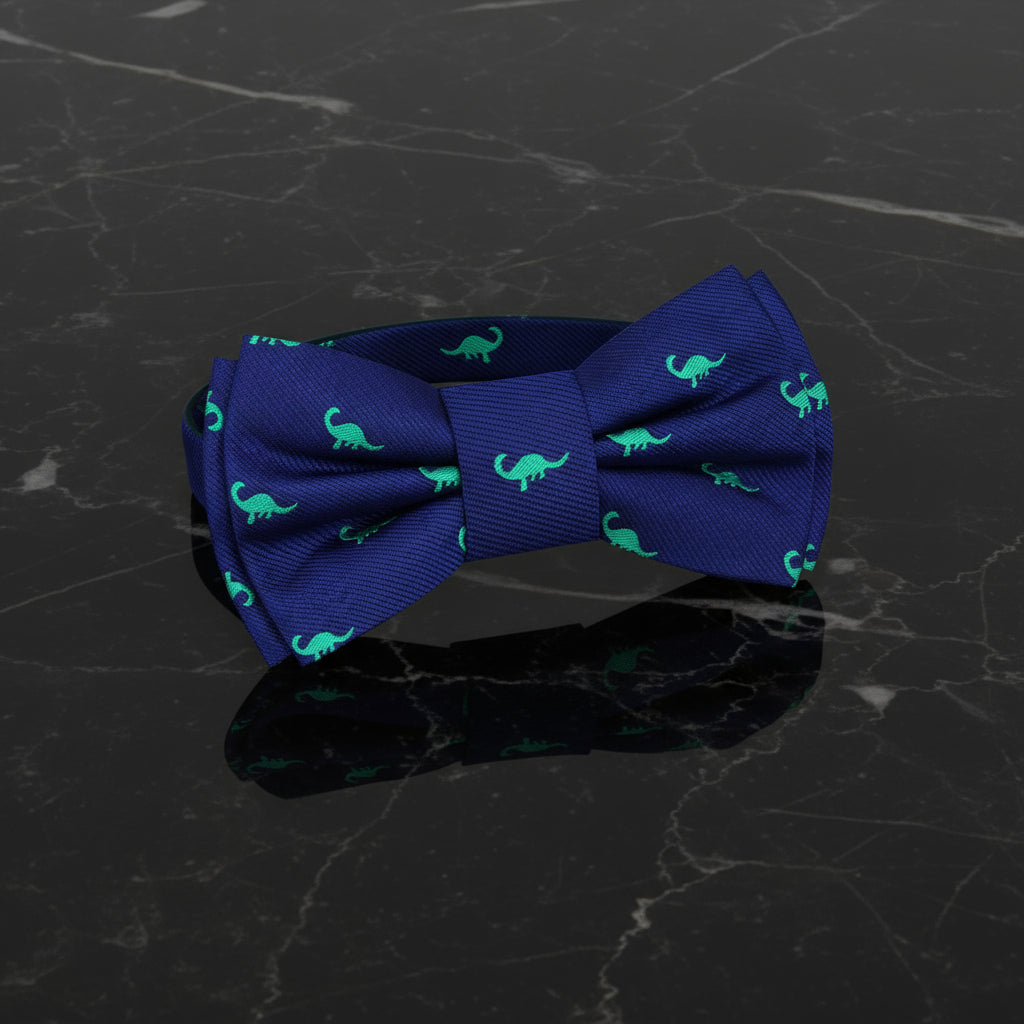 Pre Tied: Blue, Green Brontosaurus Bow Tie  