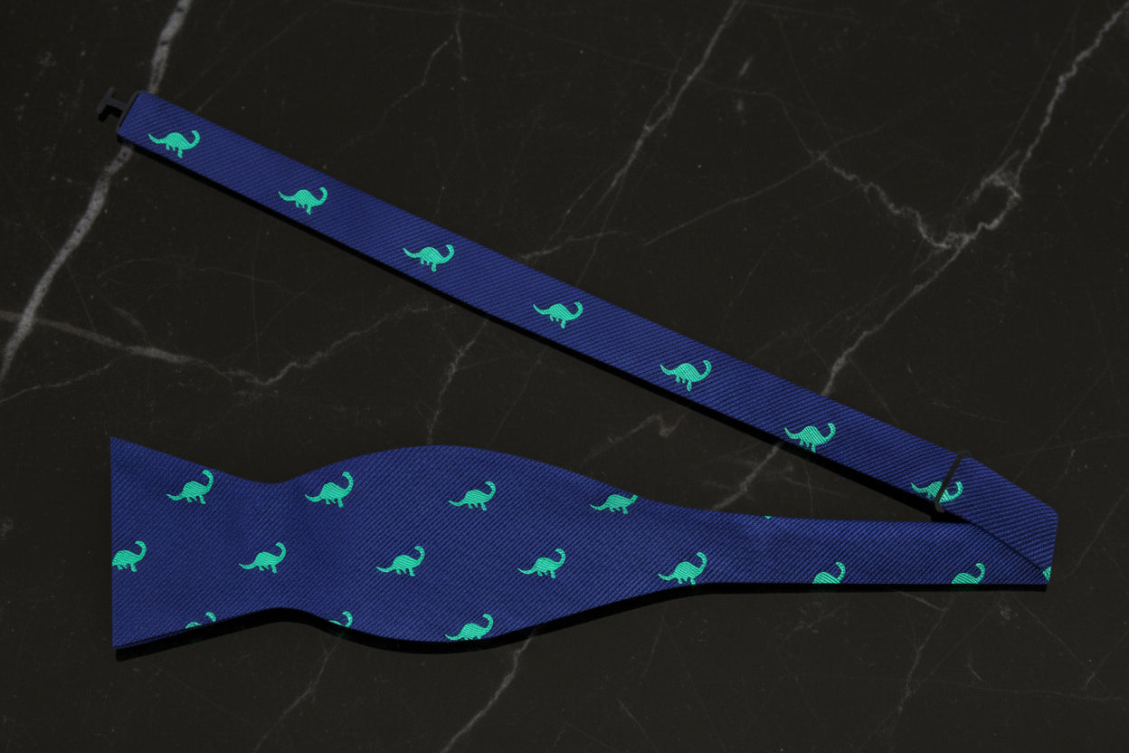 Self Tie: Blue, Green Brontosaurus Bow Tie