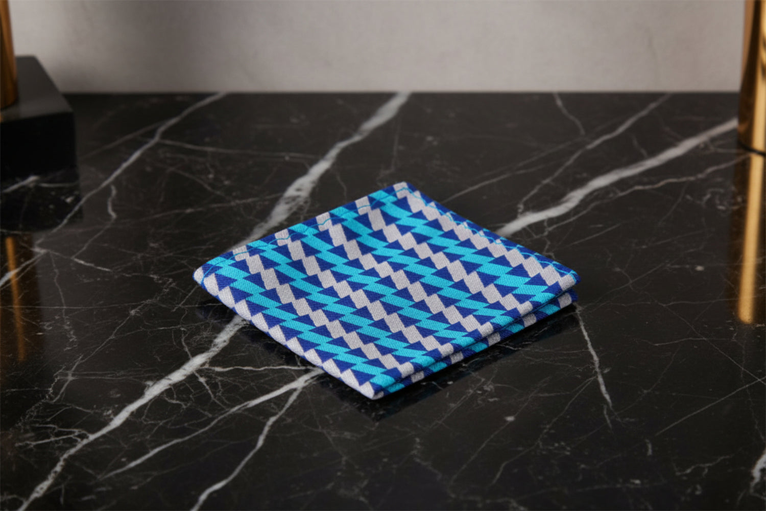 Main View: Blue, Grey Geometric Pocket Square