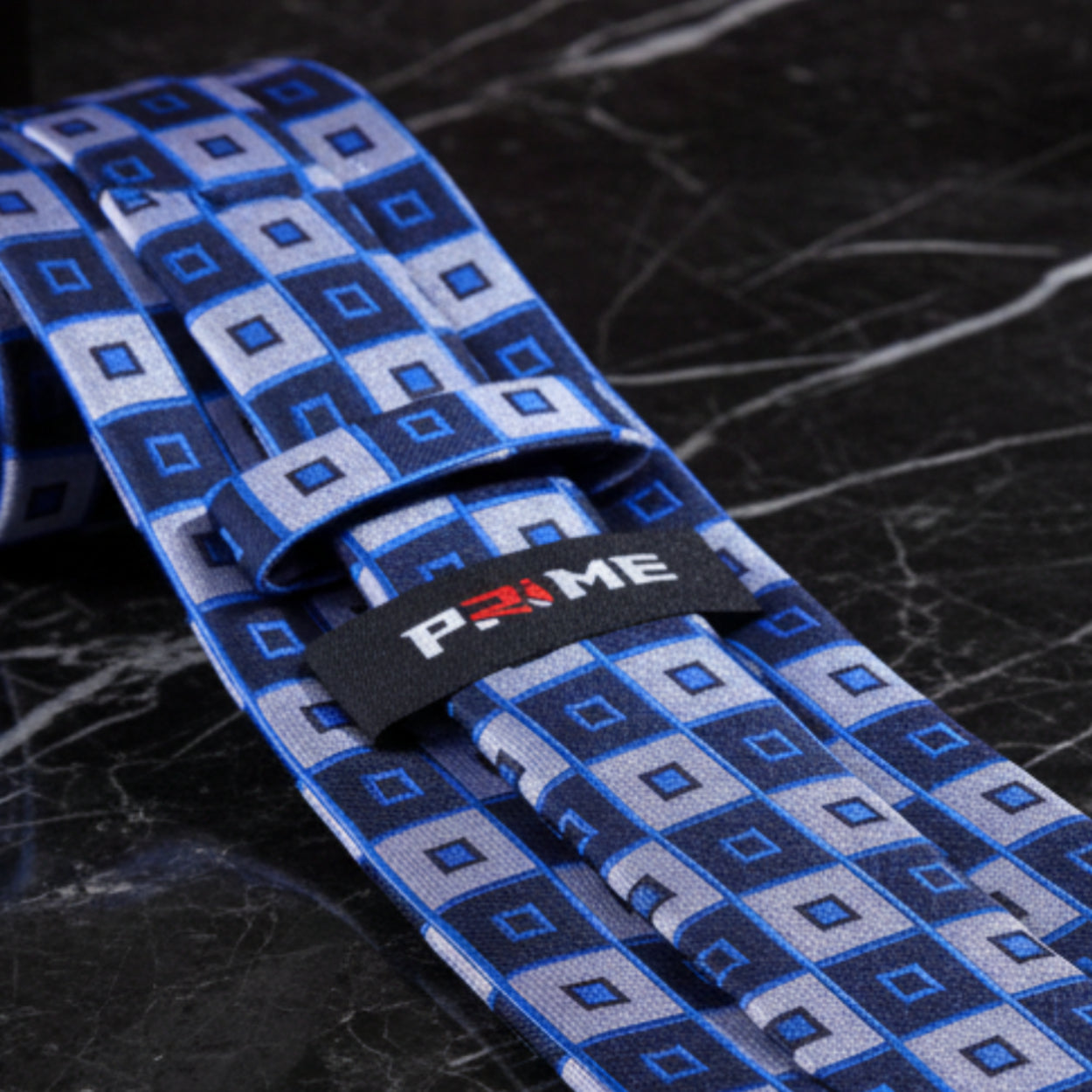 Blue and Grey Big Blocks Silk Necktie Keep