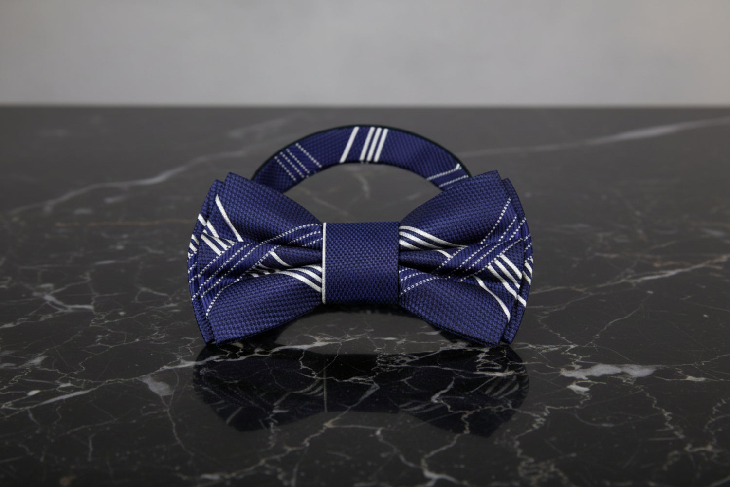 Blue, Grey Intersecting Lines Bow Tie Pre Tied