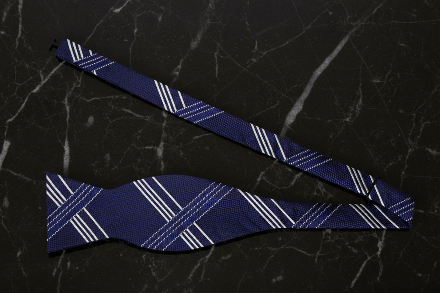 Blue, Grey Intersecting Lines Bow Tie Untied