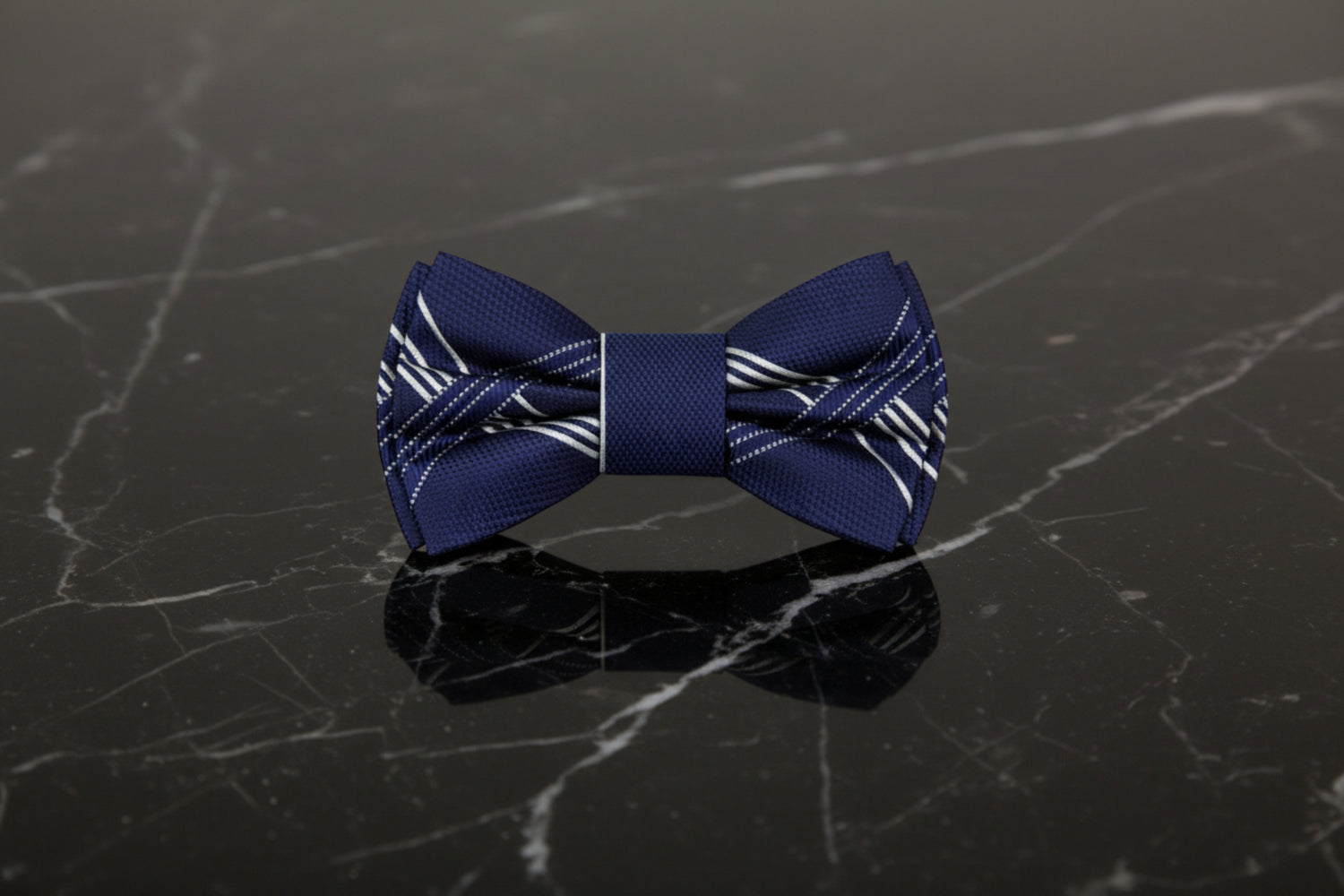 Blue, Grey Intersecting Lines Bow Tie  