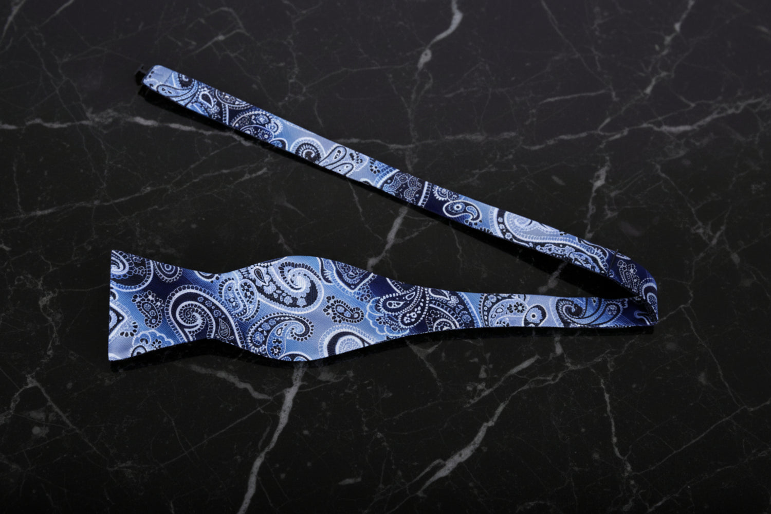 Blue Grey Medusa Paisley Self Tie Bow Tie