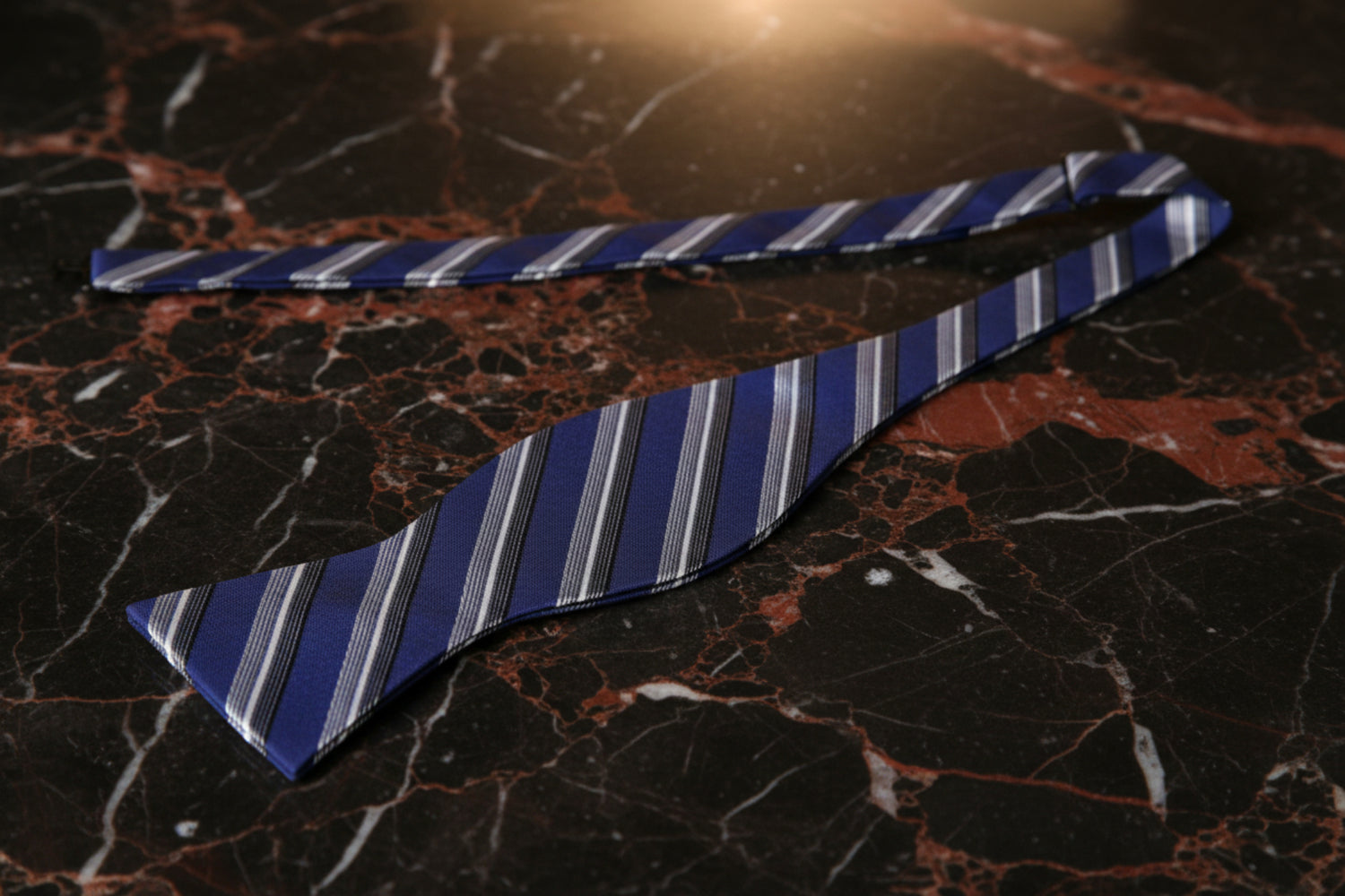 View 2: Blue, Grey Stripe Bow Tie