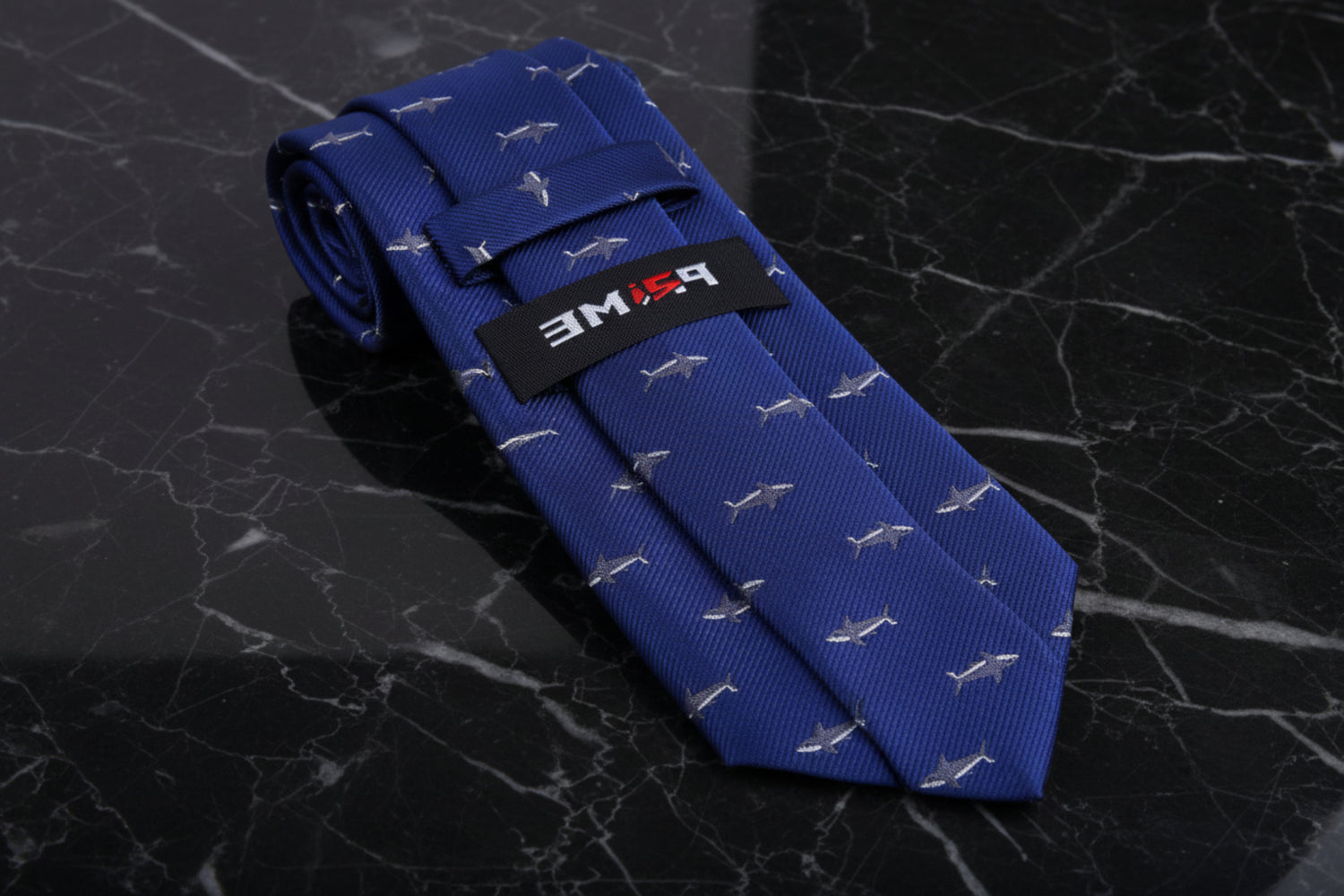 Deep Blue, Grey, White Great White Shark Tie Keep