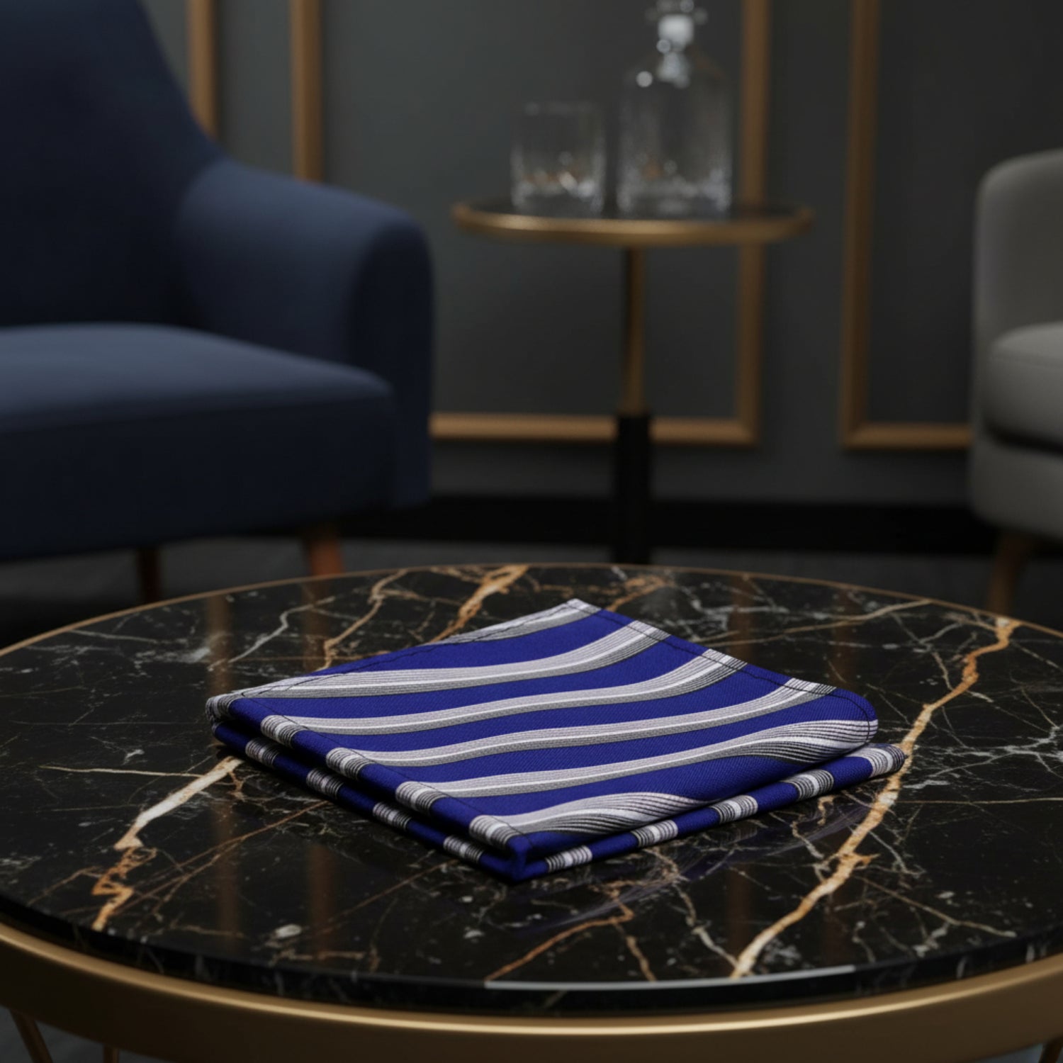 A Blue, Grey Stripe Pattern Square