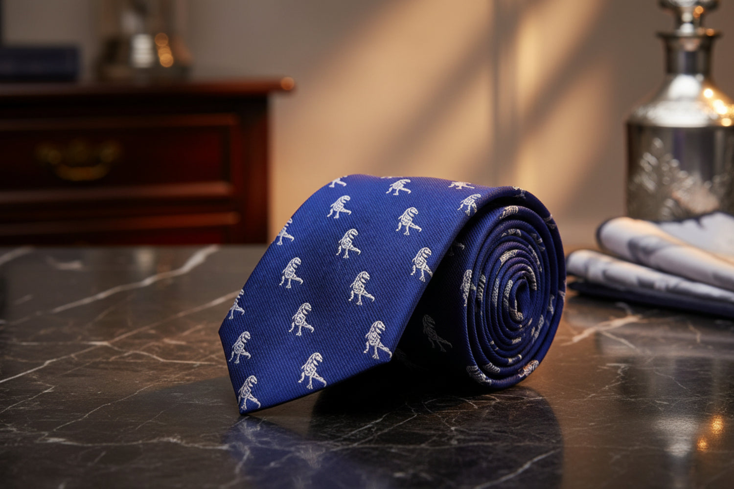 Blue, Grey T-Rex Necktie  