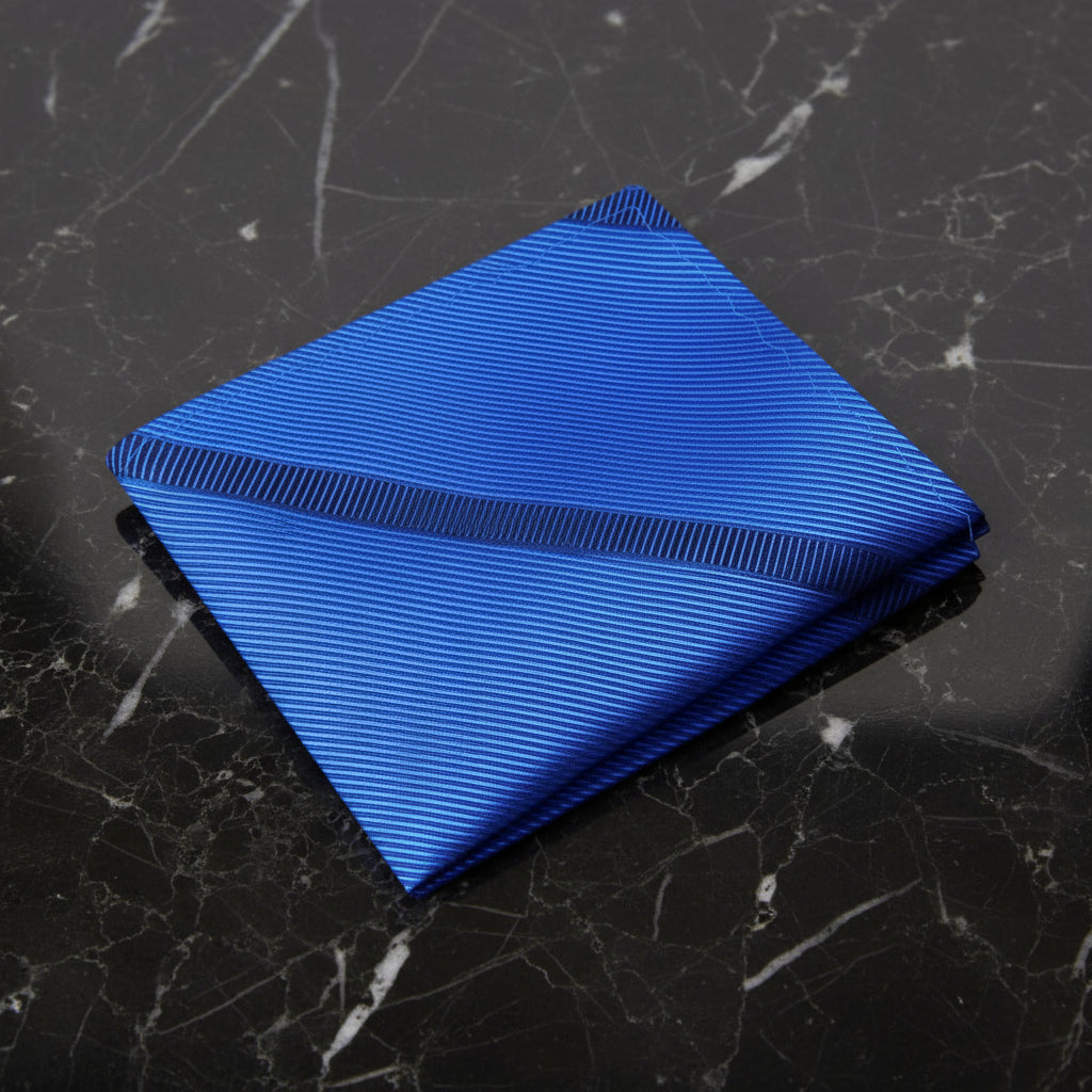 A Blue, Dark Blue Stripe Pattern Pocket Square
