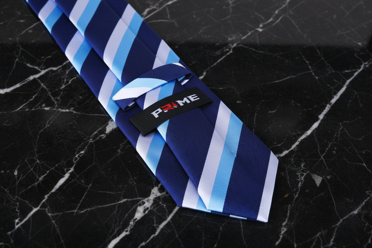 Blue Block Stripe Tie Keep
