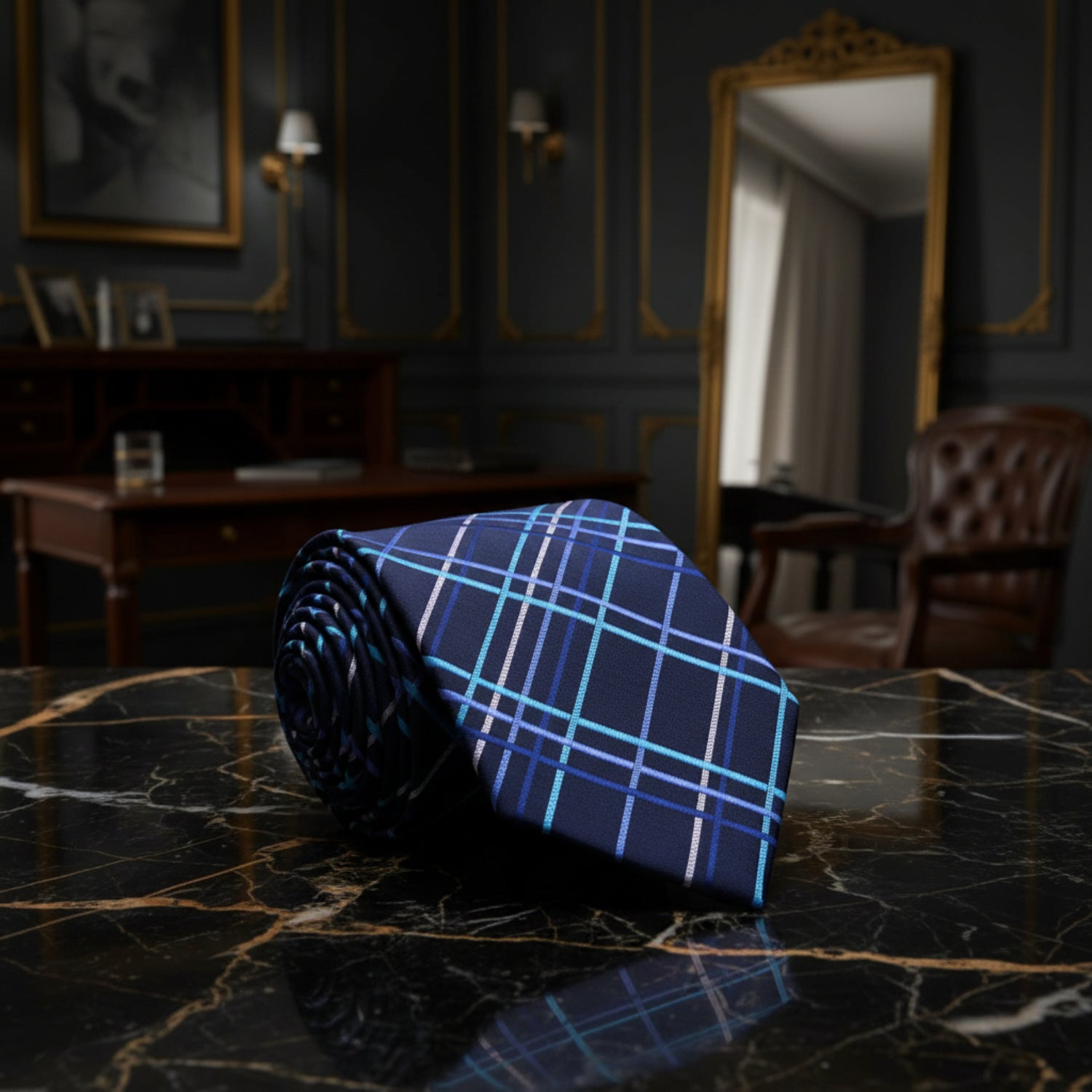 Blue, Light Blue Lines Tie