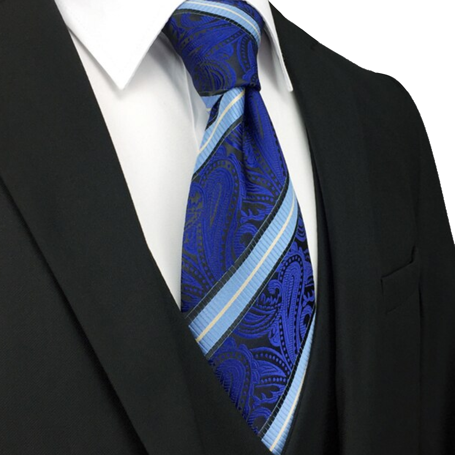 Blue, Light Paisley, Stripe Necktie