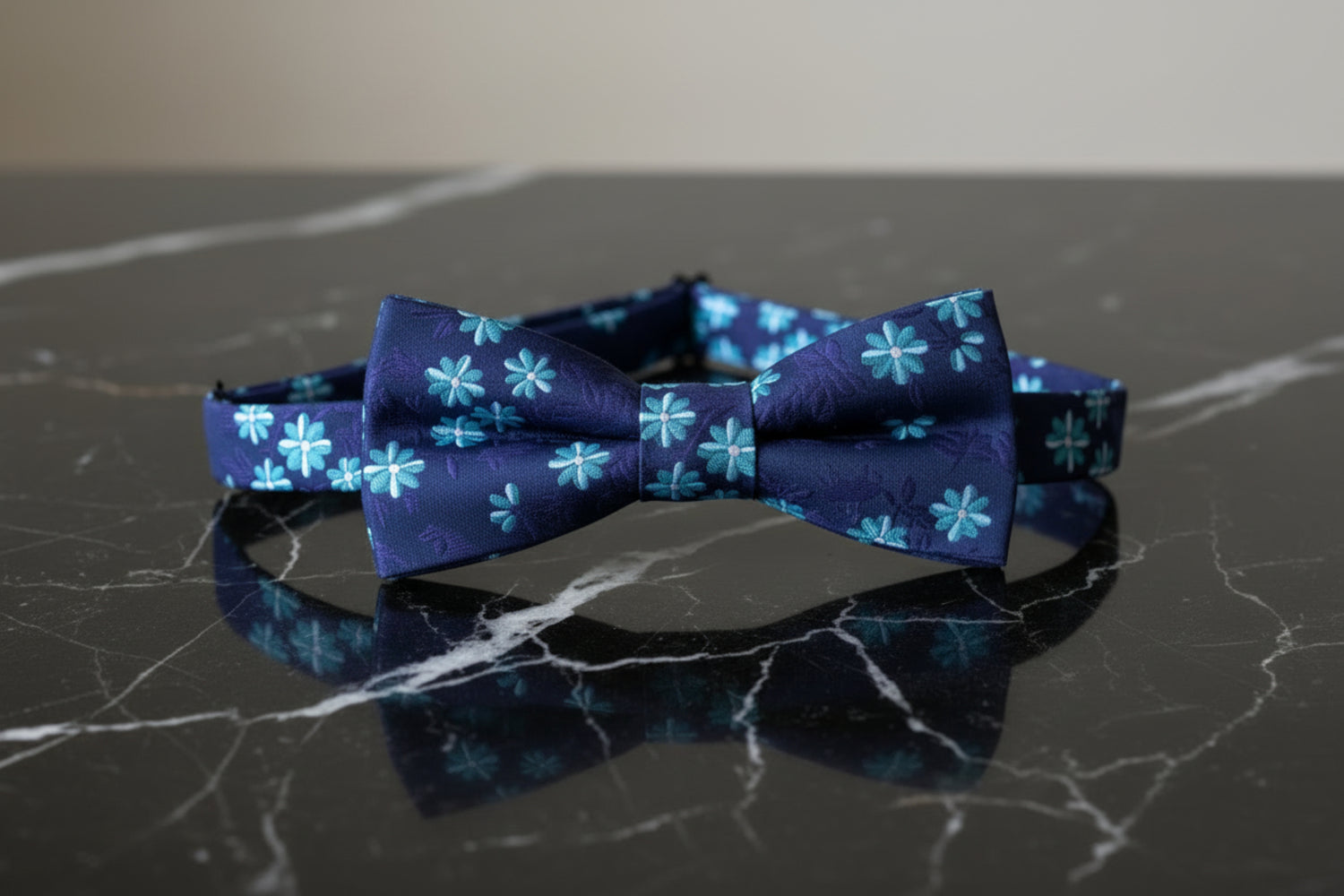 Shades of Blue with Purple Flowers Self Tie Bow Tie 2