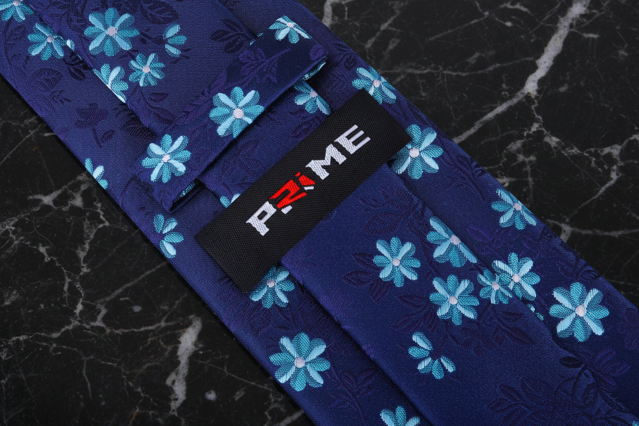 Deep Blue, Light Blue and Purple Vines and Flowers Tie Keep