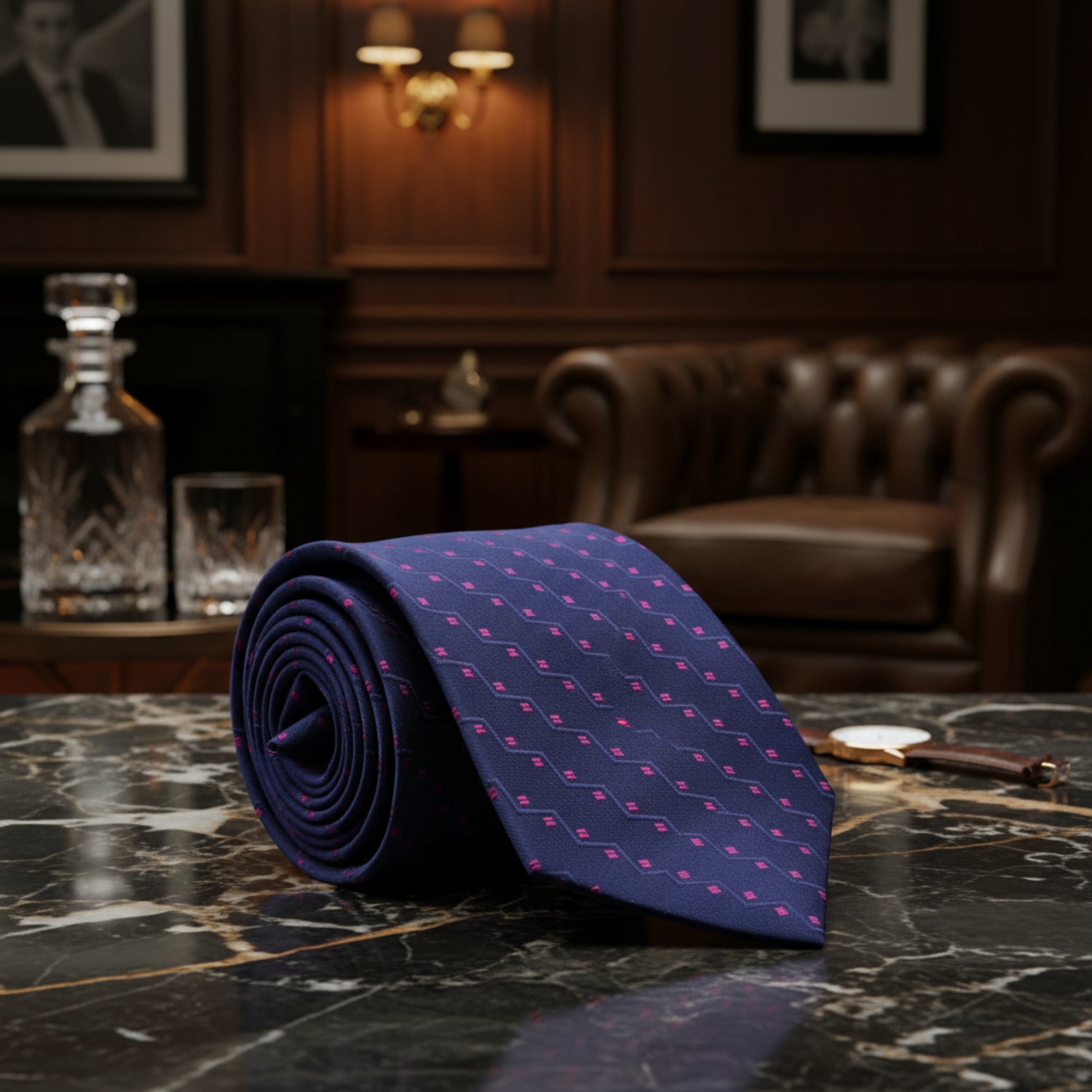Blue and Pink Necktie  