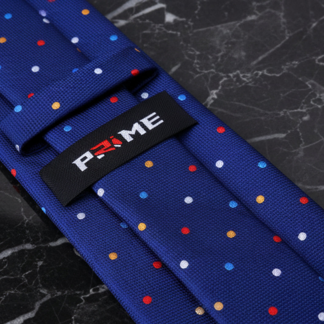 Blue with Multi Color Dots Tie keep