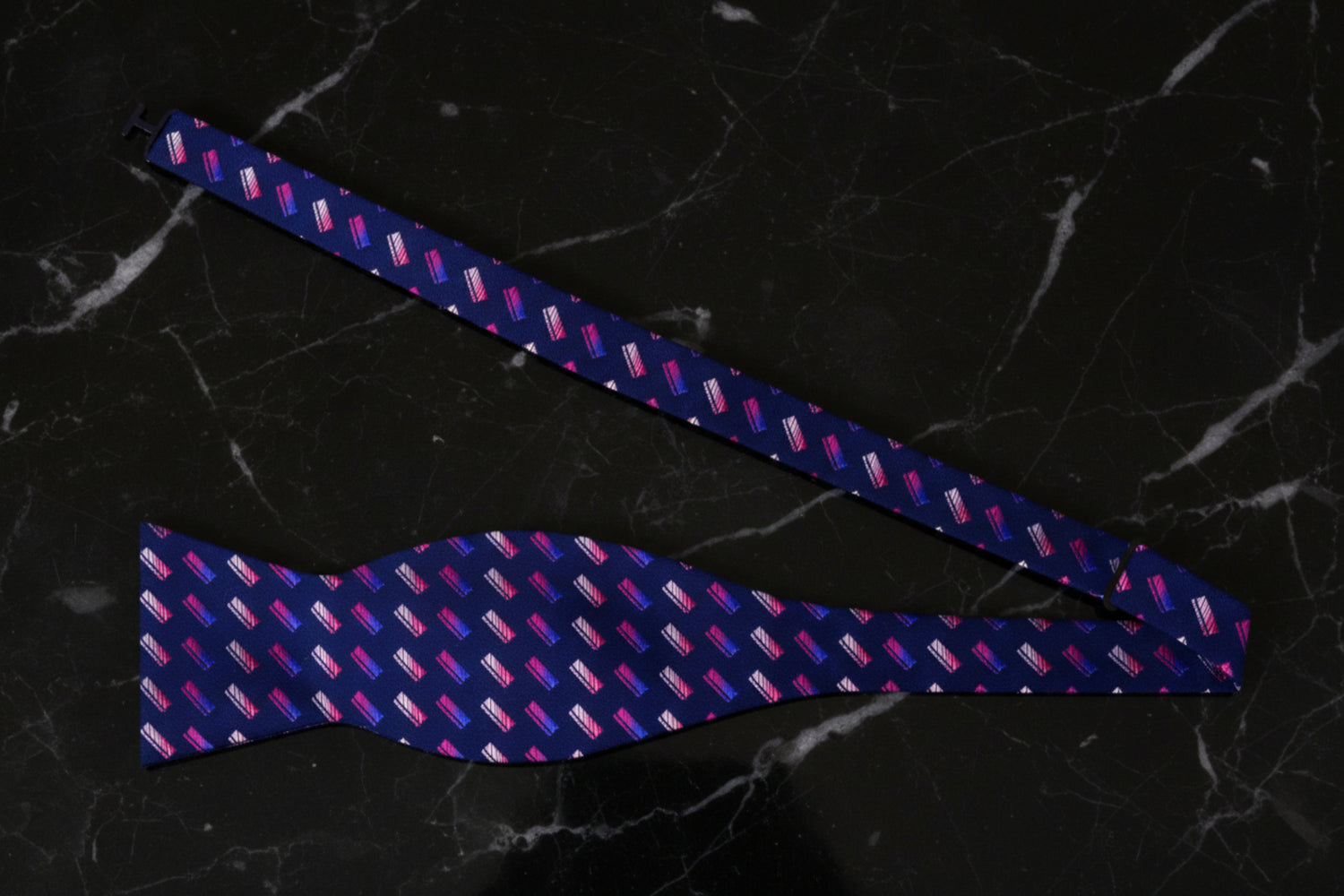 Self Tie View: Blue, Pink Geometric Bow Tie 